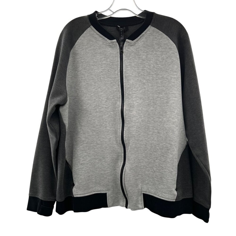COREIO Women's Full Zip Sweatshirt Long Sleeve Gray Colorblock Size XL Pockets